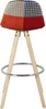 A bar stool with a patchwork seat and wooden legs. Produktbild-Vorschau