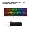 A diagram showing the dimensions of a keyboard, with a separate image of keycaps. Produktbild-Vorschau