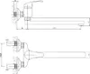 Technical drawing of a wall-mounted faucet with dimensions. Podgląd zdjęcia produktu