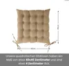 A square cushion with ties, shown with dimensions indicated. Náhľad obrázku produktu