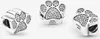 Three views of a silver paw print charm with clear stones. Anteprima dell’immagine prodotto