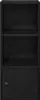 A black wooden bookshelf with one door at the bottom. Náhľad obrázku produktu