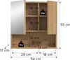A diagram showing the dimensions and weight capacity of a bathroom cabinet with a mirror. Produktbild-Vorschau