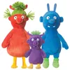 Three plush monster toys of different sizes and colors. Produktbild-Vorschau