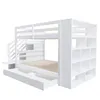 A white bunk bed with stairs and storage shelves, shown from a three-quarter angle. Anteprima dell’immagine prodotto