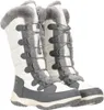 A pair of white and gray winter boots with gray fur trim. Produktbild-Vorschau