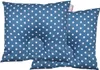 Two blue polka dot pillows, one larger and one smaller, are arranged together on a white background. Produktbild-Vorschau