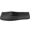 A black ergonomic keyboard is shown from a front-facing, slightly elevated angle against a white background. Produktbild-Vorschau