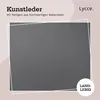 A close-up of a gray textured material, likely faux leather, with text overlays. Produktbild-Vorschau
