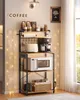 A kitchen shelf unit with appliances and coffee-related items, decorated with string lights. Produktbild-Vorschau