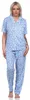 Damen Pyjama kurzarm Schlafanzug Pyjama-Set;  Blau L/40 Produktbild-Vorschau 2