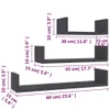 vidaXL Wandplanken, 3 stuks, grijs, houtvezel Productafbeelding-voorbeeld 6