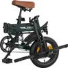 A dark green ESKUTE F200 electric bicycle is shown against a white background. The bike is partially folded, with the handlebars turned and the front wheel angled. Produktbild-Vorschau