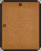 The back of a black picture frame with a brown backing board and silver corner protectors. There are two metal hanging brackets on the backing board. Produktbild-Vorschau