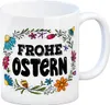 Frohe Ostern Kaffeebecher mit Blumen Motiv Osterhase Ei Produktbild-Vorschau 1