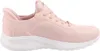 A side view of a single pink Skechers sneaker against a white background. Voir les images du produit