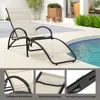A chaise lounge chair next to a swimming pool, with close-up shots of its features. Náhled obrázku produktu