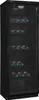 A tall, black glass-doored wine refrigerator with multiple shelves filled with wine bottles. Produktbild-Vorschau