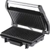 An open black electric grill with silver handle against a white background. Produktbild-Vorschau
