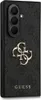 A close-up of the back of a phone case with a repeating pattern and a prominent logo. Voir les images du produit