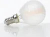 A frosted light bulb with a silver screw base is shown lying on its side on a reflective white surface against a white background. Anteprima dell’immagine prodotto