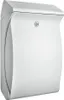 A modern, silver-colored mailbox mounted on a wall. Voir les images du produit