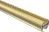 A close-up, studio shot of a single brass-colored curtain rod with a channel for curtain rings. Produktbild-Vorschau