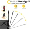 Diagram showing the features and adjustability of a handrail for a foldable wagon. Voir les images du produit