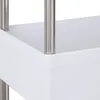 A close-up view of a white shelf with silver metal supports, part of a kitchen trolley. Produktbild-Vorschau