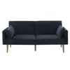 A dark gray sofa with diamond tufting and two pillows, shown from the front on a white background. Voir les images du produit