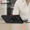 A person in a white shirt is using a black phone case with a built-in kickstand. Produktbild-Vorschau