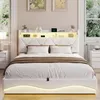 Cama tapizada INONEFT de 160x200 cm con LED y USB, cama Vista previa de la imagen del producto 9