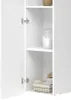 An open white cabinet with shelves, showing storage items. Produktbild-Vorschau