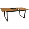 A wooden and metal extendable dining table on a white background. Produktbild-Vorschau