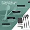 A set of reusable cutlery with a carrying case, presented on a teal and white background with text. Náhľad obrázku produktu