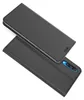 A black flip case for a smartphone is shown from a diagonal angle, with the phone partially visible inside. Náhled obrázku produktu