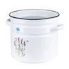 A white enamel pot with a lavender design and handles, isolated on a white background. Produktbild-Vorschau