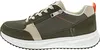 A side view of a single green and beige sneaker with a white sole. Produktbild-Vorschau