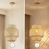 JDONG Hängelampe Wohnzimmer Pendelleuchte Bambus BohoLampe Produktbild-Vorschau 3