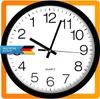 A close-up of a black analog wall clock with a white face and orange border. A blue banner with the German flag and the text "DEUTSCHE MARKE" is overlaid on the left side of the clock. Podgląd zdjęcia produktu