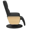 A side view of a black faux leather recliner chair with a wooden tray attached to the armrest, set against a white background. Produktbild-Vorschau