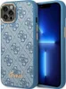 A blue phone case with a Guess logo pattern is shown next to a smartphone. Produktbild-Vorschau