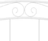 A close-up of a white metal bed frame headboard with scrollwork. Produktbild-Vorschau