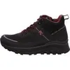 A side view of a black and red women's hiking boot. Produktbild-Vorschau