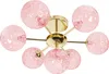 BELIANI Deckenleuchte Rosa u. Gold aus Glas Rund 7 Kugel Produktbild-Vorschau 5