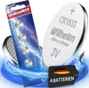 A blister pack of CR1632 lithium coin cell batteries with a single battery shown separately, surrounded by blue electrical energy effects. Produktbild-Vorschau