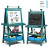 COSTWAY Cavalletto per bambini in legno 3 in 1, lavagna per Anteprima dell’immagine prodotto 1