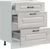 A kitchen base cabinet with three drawers, shown slightly open. Náhľad obrázku produktu