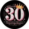 A circular graphic celebrating a 30th birthday with the number 30, a crown, and the text "Birthday Queen". Produktbild-Vorschau