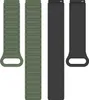 Two watch bands, one green and one black, are laid out side-by-side on a white background.